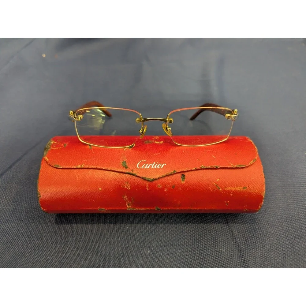 Cartier C Decor Rimless Bubinga Wood 140b Uncut Gems Vintage